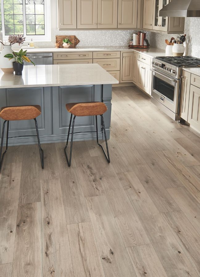 wood look laminate floors in a charming kitchen